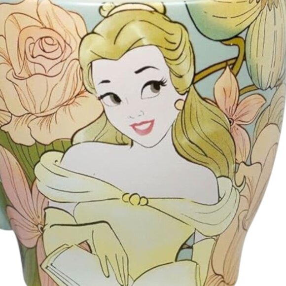 DISNEY Enchanted Beauty Mug Belle Retired Collectible Ceramic Pastel Floral - Picture 8 of 16
